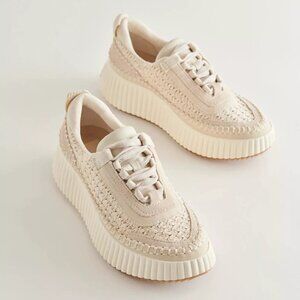 NEW Dolce Vita Dolen Sandstone Knit Platform Sneakers Women’s Size 8.5, Cream